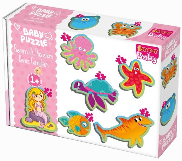Baby Puzzle - 5 in 1 Puzzles Fun - Sea Life, Educational and Colourful Early Learning (3,4,5,6,7 Pc) First Jigsaw Puzzle - Set of 5 for Babies