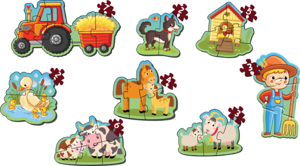 Baby Puzzle - 5 in 1 Puzzles Fun - Farm, Educational and Colourful Early Learning (3,4,5,6,7 Pc) First Jigsaw Puzzle - Set of 5 for Babies - Image 2